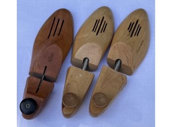 Three Light Wood Brooks Brothers Shoe Stretchers: