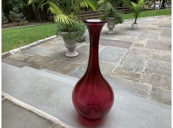 Daniel Wooddell Large Red Art Glass Floor Vase 20 Inches High