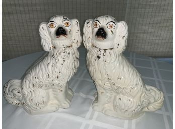 Antique Pair Of Staffordshire Spaniel Dogs
