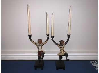 Fabulous Pair Of Monkey Candle Holders