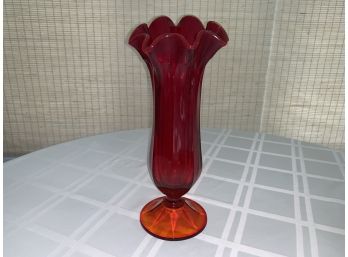 Gorgeous Vintage Amberina Red Footed Vase