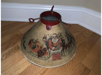 Wonderful Retro Christmas Tree Stand With Santa Sled And Reindeer