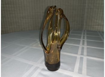 MCM Art Glass Amber-Colored 4 Finger Finial