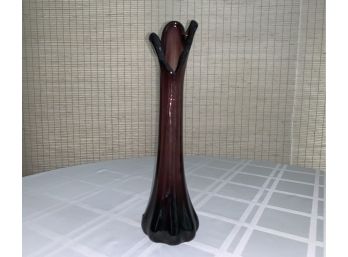 Vintage MCM Amethyst Purple Glass 3 Finger Swung Vase