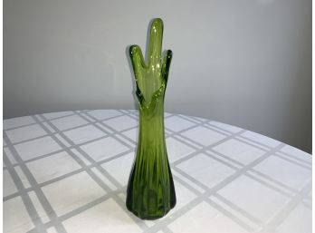 LE Smith Vintage Green Swung Vase 10 Inches