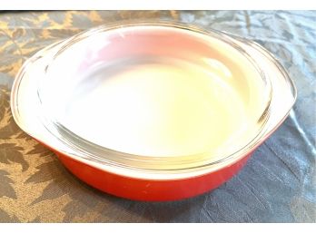 Dark Pink Round Pyrex Ovenware With Clear Lid