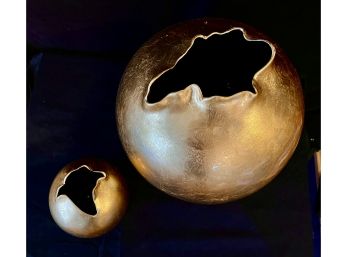 Pair Of Decorative Gold Orbs