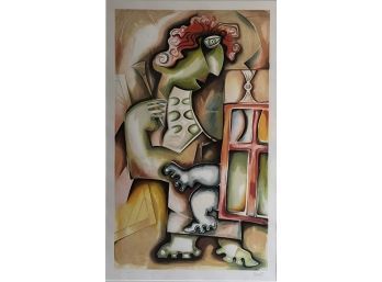 Cubist Lithograph Hand Signed/numbered Nechita -'Maestro In The Studio' From Ladder Of Giving Suite Of 3 (2002