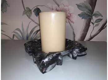 Black And White Soapstone Candle Holder / Ashtray - Inuit?