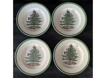 Four Spode Christmas Tree Plates- 8 Inches