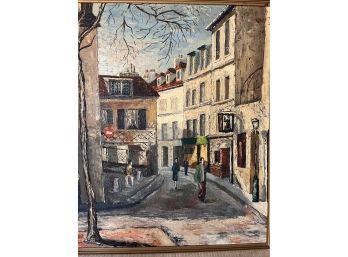 Original Paris Rue Norvins Oil Painting By J. Wick- 1964