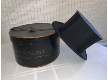 Antique John Cavanagh Hat Box With Top Hat