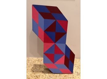 Victor Vasarely:  Stele- Double Hexagon 3D Painted Sculpture