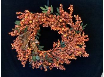 24 Inch Fall Wreath With Faux Orange Berries