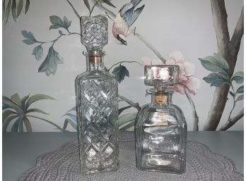Two Impressive Vintage Glass Decanters - One TMC And One Made In Italy