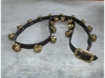 Jingle All The Way! Vintage Whitco Leather And Brass Sleigh Bells Belt
