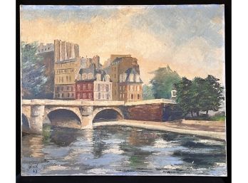 Original Oil Painting Of Paris Le Pont Neuf - Unframed By J. Wicks