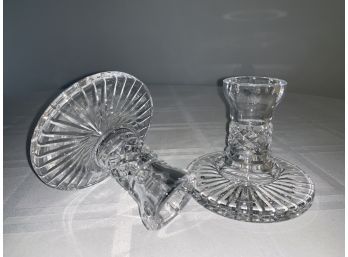 Pair Of Waterford Crystal Single Candlestick Holders