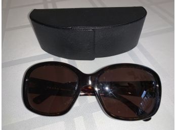 Chic Pair Of PRADA Tortoise Brown Sunglasses In Case