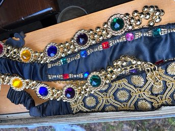 4 Vintage Bejeweled Fahion Belts And Key Bracelet