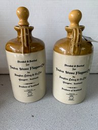 Vtg Usquaebach Scotch Whiskey Ceramic Bottle  - Set Of 2