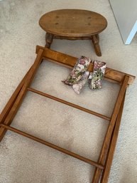 Antique Footstool And Luggage Rack (as Is)