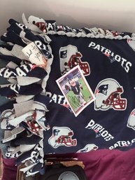 Patriots Blanket And Signed Cheer Leader Poster And Post Card