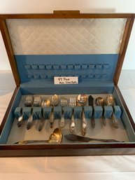 Mixed Silverplate Flatware With Box - 49 Pieces