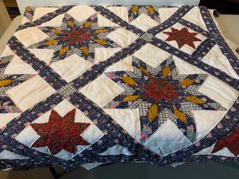 Beautiful Vintage Star Quilt - Hand Made 76 X 78