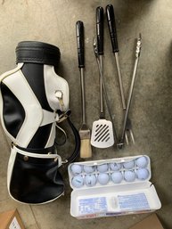 Golf Grill Set And Gold Balls