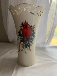 Lenox Winter Greetings Cardinal Vase New In Box