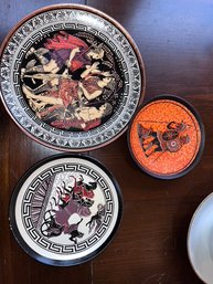 Set Of 3 Greek Decorative Plates - Ceramic, Metal, Made In Greece