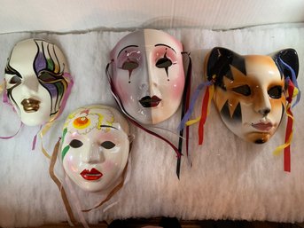 Vtg Mardi Gras Bisque Porcelain Masks