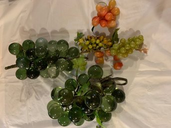 MCM Lucite Acrylic Green Grape Clusters Pair