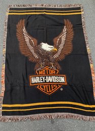 Harley Davidson Eagle Wing Spread Knit Throw Blanket 71' X 52'