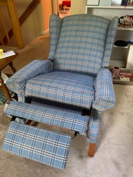LaZBoy Blue Plaid Reclining Chair