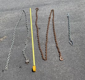 Chain Lot -10ft Galvanized  Wlock, 15 Ft 14 With Hooks & 32' W Eye Hook And Carabina