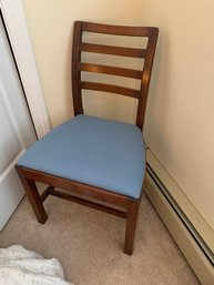 MCM Side Chair With Blue Cushion Seat