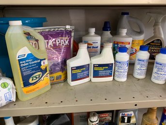 Shelf Lot Of RV Products - Grey Water Odor Control, Holding Tank Deodorant