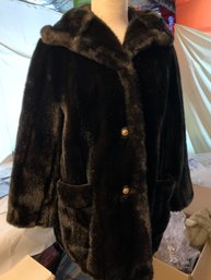 Vintage Woman's French Faux Fur Coat - Size 10