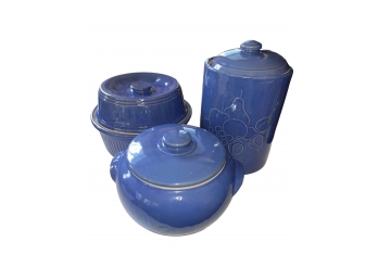 Lot Of  Matching Blue Pottery USA Made (including Lids)