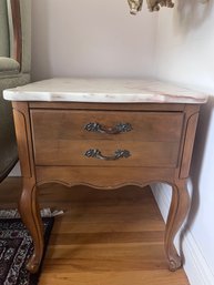 Vintage Wooden Side Table Marble Top