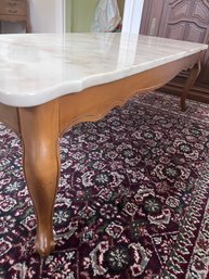 Vintage Wooden Coffee Table Marble Top