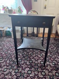Vintage Wooden Side Table With Drawer & Shelf, Has Surface Damage, See Pictures