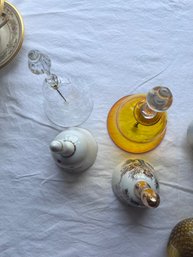 Lot Of 4 Bells, 2 Glass, 2 Ceramic, Etched Glass Domain Dessert Dessert