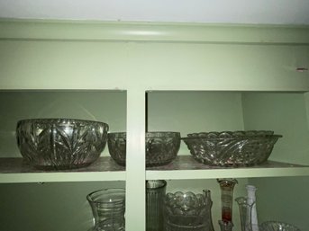 Set Of 4 Glass And Cut Glass Serving Bowls