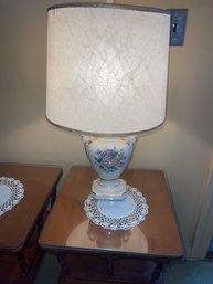 Vintage Porcelain Lamp With Mulberry Paper Lampshade