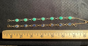 Vintage Lot Of Dichroic Glass / Green Larimar ?Bracelet