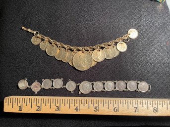 Super Coll Lot Of Vintage Coin Bracelets / South Africa /PhilippinesPakistanNetherlands
