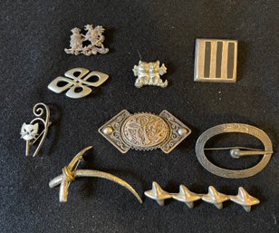 Lot#2 Assortment Of Sterling Pins Beau/Danecraft/ Mexico